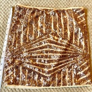 Sequin Embellished Gold Mini Skirt